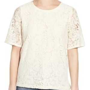 Madewell Lace Refined Short Sleeve Tee Ivory XL